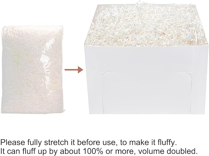 Mefleet 1 LB Crinkle Cut Paper Shred Filler White Crinkle Shredded Paper for Gift Box - Gift Basket Bag Filler - Grass Cushion Stuffing for Christmas Holiday Packaging Wrapping
