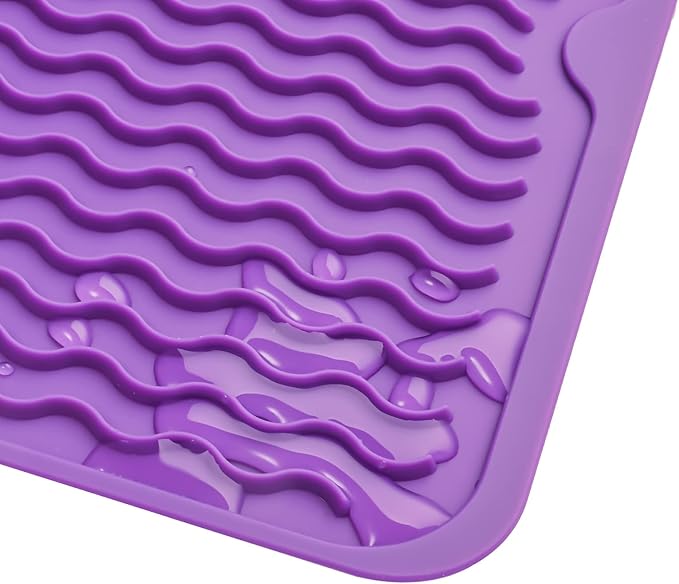 MicoYang Silicone Dish Drying Mat for Multiple Usage,Easy clean,Eco-friendly,Heat-resistant Silicone Mat for Kitchen Counter or Sink,Refrigerator or Drawer liner Purple M 12 inches x 12 inches