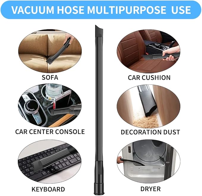 24 Feet Dryer Vent Cleaning Kit - Chrome Button Locking System - Dryer Vent Cleaner Kit With Vacuum Attachment, Nozzle, Hose and Adapter