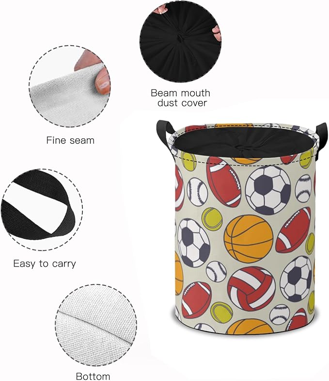 Storage Baskets- Football Pattern Foldable Laundry Hamper Fabric Organizer Storage Bins with Handles for Shelves, Closet, Nursery, Laundry, Toys