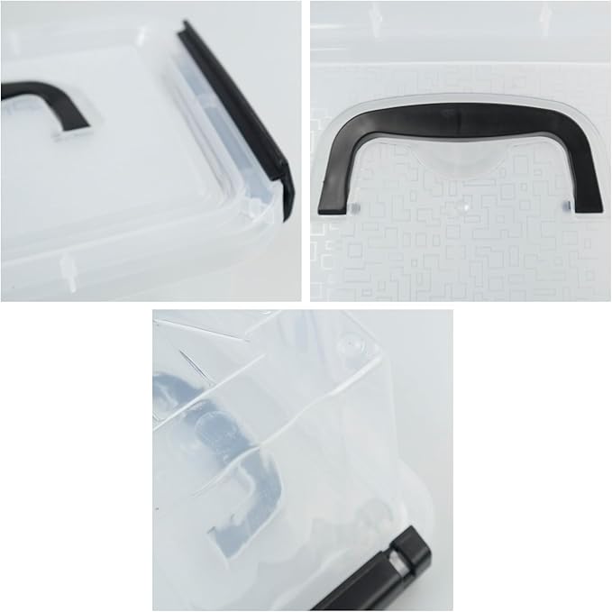 6-Pack 3 L Small Box with Lid, Plastic Clear Storage Bins with Handles