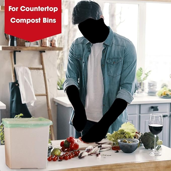 Compost Bags, Compostable Trash Bags 3 Gallon Compostable Bags 200 Count Small Compost Bags for Countertop bin Extra Thick 0.71 Mil. ASTM D6400 Certified By BPI and TÜV AUSTRIA (3 Gallon, 200 Units)