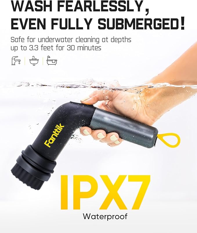 Fanttik G9 Handy Cordless Electric Spin Scrubber, MagnaStorm Motor, Dual-Speed, 5 Brush Heads, LED Display, IPX7 Waterproof, 2500mAh with Type-C Charging, for Kitchen, Sink, Tile, Stove