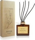 Reed Diffuser, Teakwood & Tobacco Essential Oil Diffuser with Dried Flowers, 3.4 oz Musk Scented Oil, Handmade Home Decor Air Freshener, Long-Lasting Room Scent for Office, Bathroom