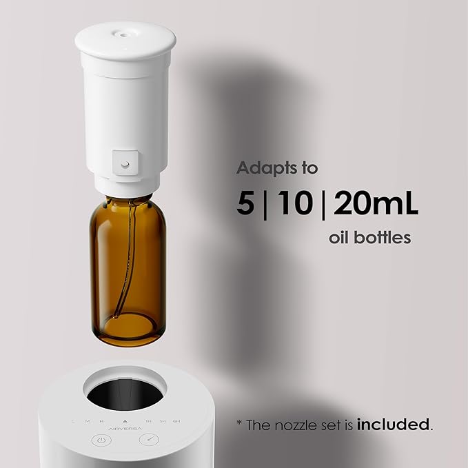 Airversa Waterless Essential Oil Diffuser Starter Kit with 30mL Hotel Fragrance Oil Inspired by Blagio, Battery Operated Car Diffuser, Portable Aroma Nebulizer for Home Car Office, AN6Kit-4, White