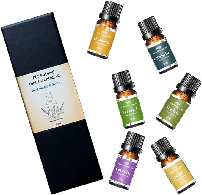 Wool Dryer Balls & Essential Oils for Laundry Set Bundle – 4 XL Organic Wool Balls and 6 Most Popular 100% Pure Therapeutic Grade Aromatherapy Oil Set Bundle