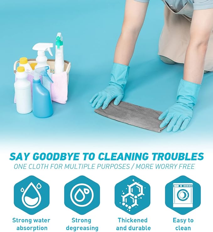 WEAWE Microfiber Cleaning Cloth Grey-24Pcs (13x13 inch) 2100 Series Ultra Soft Highly Absorbent Rags for Cleaning, Reusable and Lint Free Cleaning Towels for Housekeeping-Machine Wash (Gray)