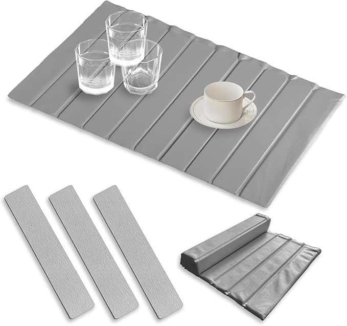 Removable Large Stone Drying Mat for Kitchen & Bathroom - 24x15 Inch | Foldable, Quick-Dry, Naturally Stain-Resistant Pad for Dishes, Cups, Cutting Boards (gray, 24.4*15.8)