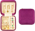 TAIMY Travel Jewelry Case, Small Plush Velvet Jewelry Box for Women and Girls, Portable Jewelry holder organizer for Rings Earrings Necklaces Bracelets(Midnight Purple)