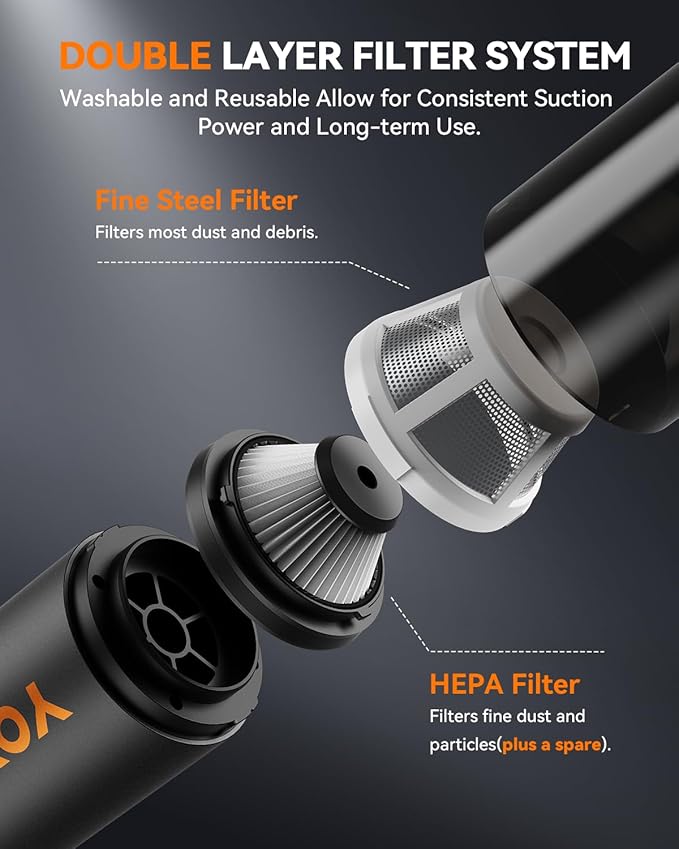 yoyoto Car Vacuum, Handheld Vacuum Cordless with 21000Pa Powerful Suction & 3 Modes, 4-in-1 Portable Hand Held Mini Vacuum Cleaner Rechargeable, Ultra Light for Car Home Office (Black)