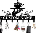Personalized Custom Name Coffee Bar Wall Keys Hooks,Metal Coffee Shop Art Clothes Hooks,Metal Coffee Lover Wall Home Storage Decorative,For Front Door, Hallway, Kitchen, Bedroom,Keys,Hats (Style C)