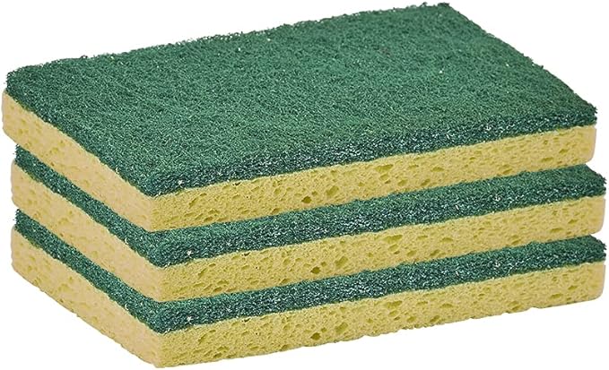 Scrubee Heavy Duty Scrub Sponge with Scouring Pad, Kitchen Dishwashing, Sink, Pot and Frying Pan Cellulose Scrubber Sponge Non Scratch. by Superio… (6" 3 Pack)