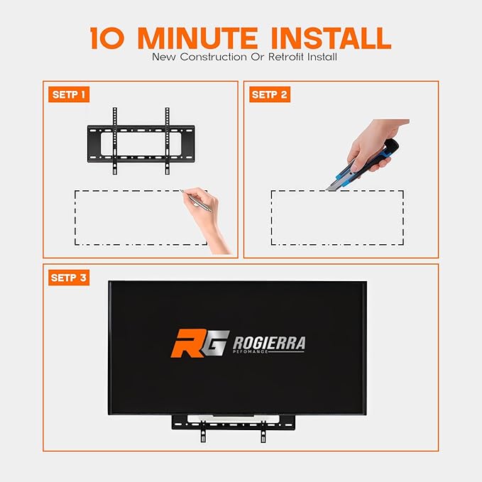 9-Inch in-Wall Media Box Recessed TV Cable Management Kit, Enclosure for Home Theater, Compatible with Roku Apple TV & Samsung One Connect, WiFi Friendly (White)