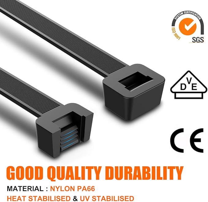 NewMainOne Cable Zip Ties,500 Packs Self-Locking 4+6+8+10+12-Inch Width 0.16inch Nylon Cable Ties,Perfect for Home,Office,Garage and Workshop (Black)