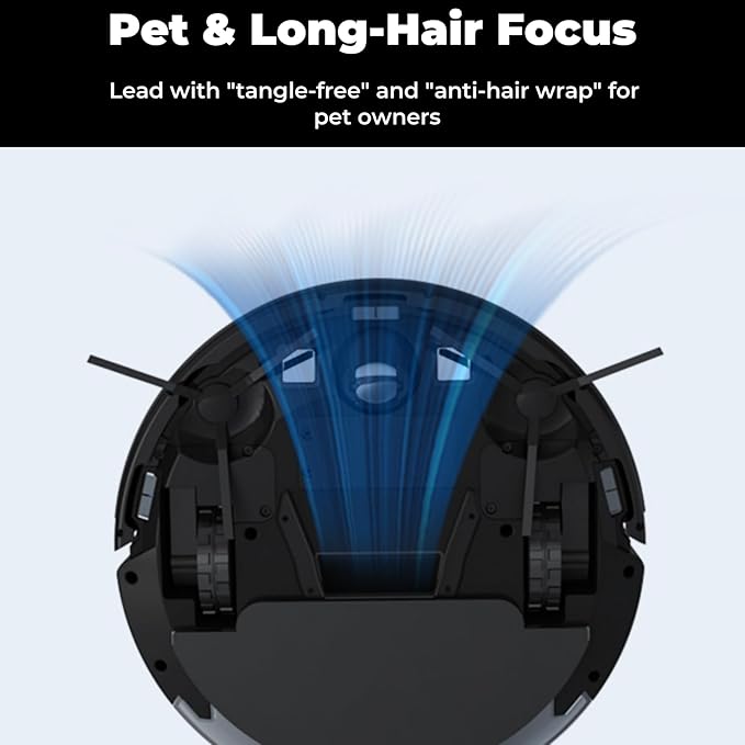 Thamtu Robot Vacuum and Mop Combo, Slim 2-in-1 Vacuum Robotic with Strong Suction, Auto-Charging, Scheduling, Smart Robot Vacuum Cleaner Ideal for Pet Hair, Hard Floors & Low-Pile Carpets