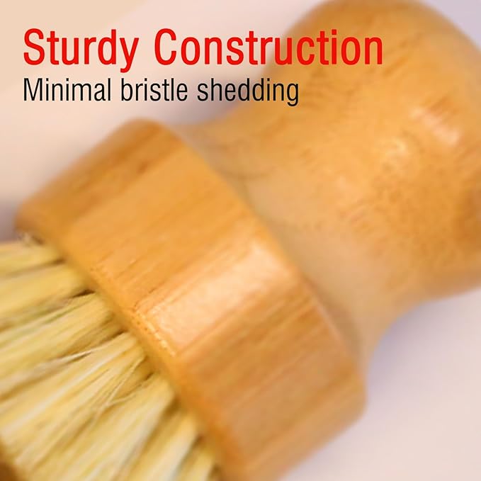 JouiiSiYa Bamboo Vegetable Brush Set, Natural Bristle Dish Brush with Holder, Eco Friendly Soft Dish Scrubber Kitchen Brush for Dishes