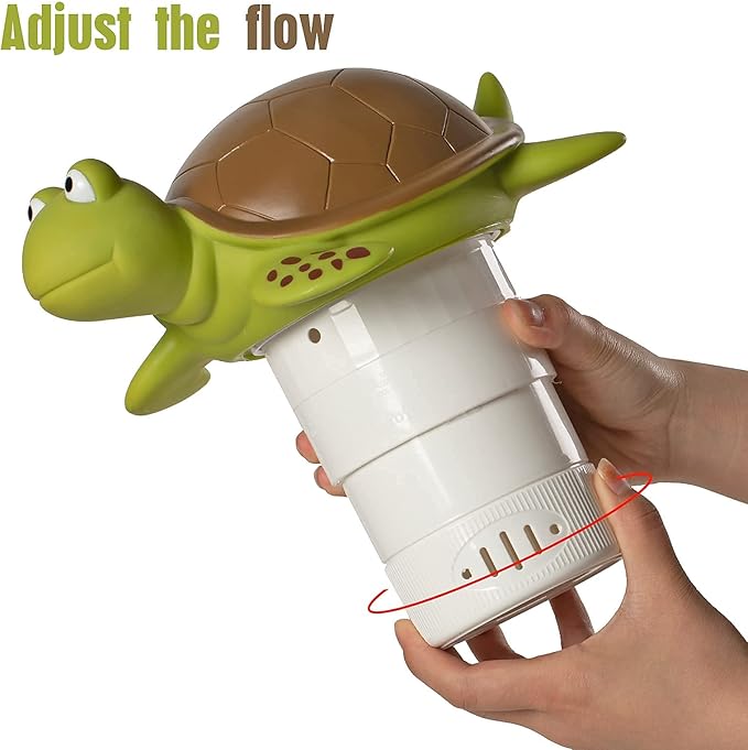 XY-WQ Chlorine Floater, Floating Pool Chlorine Dispenser (Turtle), Fits 1 and 3 Inch Tablets for Large and Small Pools, Hot Tub, Spa