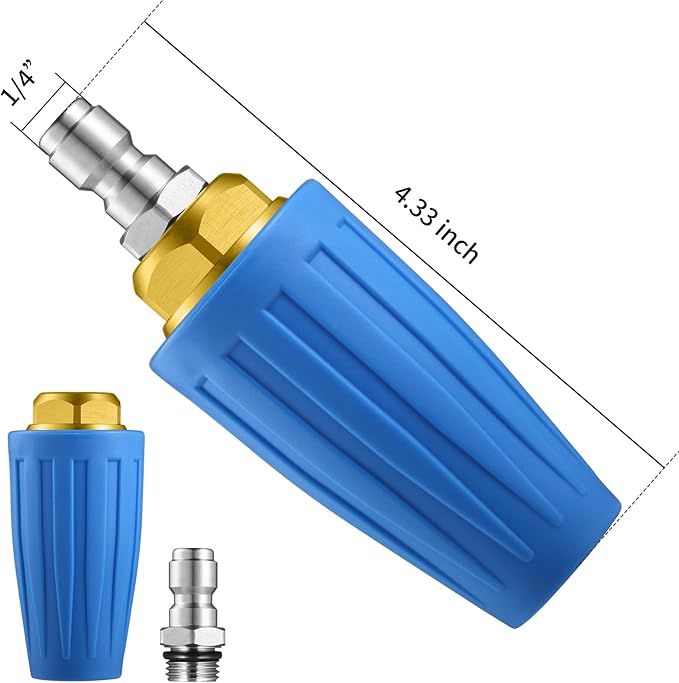 VORIGY 4000 PSI Blue Turbo Nozzle Pressure Washer Pressure Washer Tips 1/4" Quick Connect with 7 Power Washer Nozzle Tips Kit Multiple Degrees (0, 15, 25, 40, 65, Rinse1, Soap2) for Car Concrete Brick