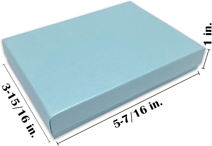 TheDisplayGuys - 25-Pack #53 Cotton Filled Cardboard Paper Jewelry Boxes Gift Case - Pearl Teal (5.4" x 3.9" x 1.0") - for Shipping or Storage