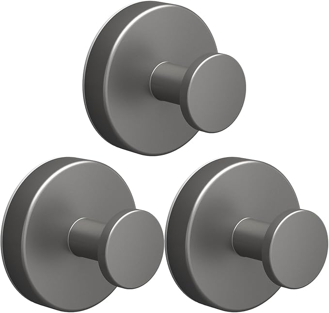 2026 Suction Cup Hooks for Shower, Towel, Home Storage, Window, Bathroom, Wreath, Kitchen, Class Door, Mirror, No-Drill Removable Heavy Duty up to 15 lbs Hook Holder (3 Pack, Matte Gray)