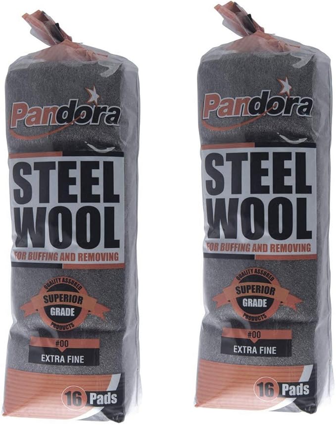 Pandora Steel Wool #00 - Extra Fine Grade, 240 Pads for Buffing and Cleaning - Ideal for Golf Clubs, Metal Wheels, Screens, and Lawn Furniture