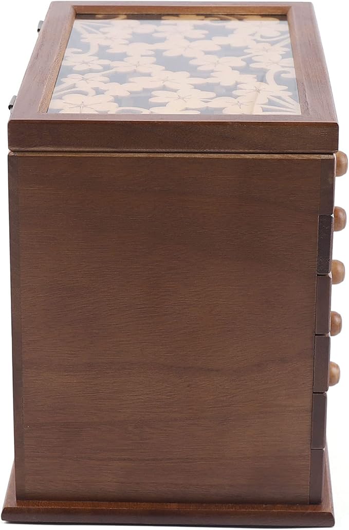 Jewelry Storage Organizer, 6 Layers with 5 Drawers Large Jewelry Organizer Wooden Storage Box Case for Woman (Brown type2)