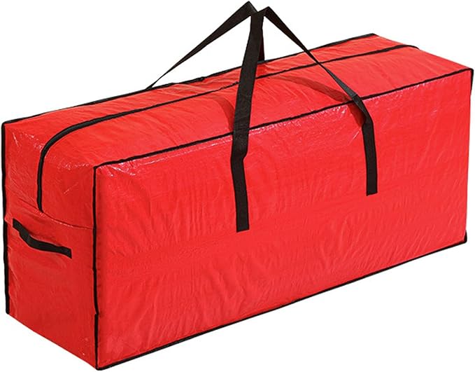 Christmas Tree Storage Bag with Double Zipper- Fits Up to 9 ft Holiday Xmas Disassembled Trees – Moisture Proof Protection for Holiday Decor,Red