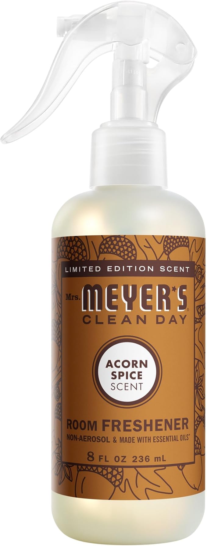 MRS. MEYER'S CLEAN DAY Room and Air Freshener Spray, Non-Aerosol Spray Bottle Infused with Essential Oils, Acorn Spice, 8 fl. oz