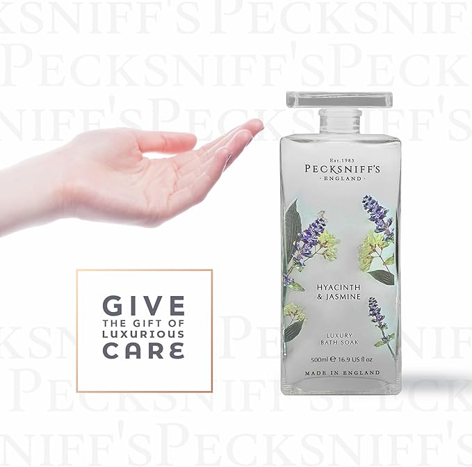 Pecksniff's Hyacinth & Jasmine Bath Soak Decanter | 500ml/16.9 Fl Oz