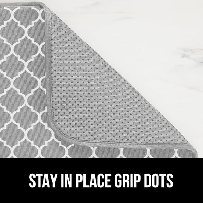 GORILLA GRIP Ultra Water Absorbent Microfiber Dish Drying Mat 2 Pack, Quick Dry Mesh, Slip Resistant Pad for Sink Dishes or Under Rack, Kitchen Counter Accessories, Machine Wash, 18x16, Quatrefoil