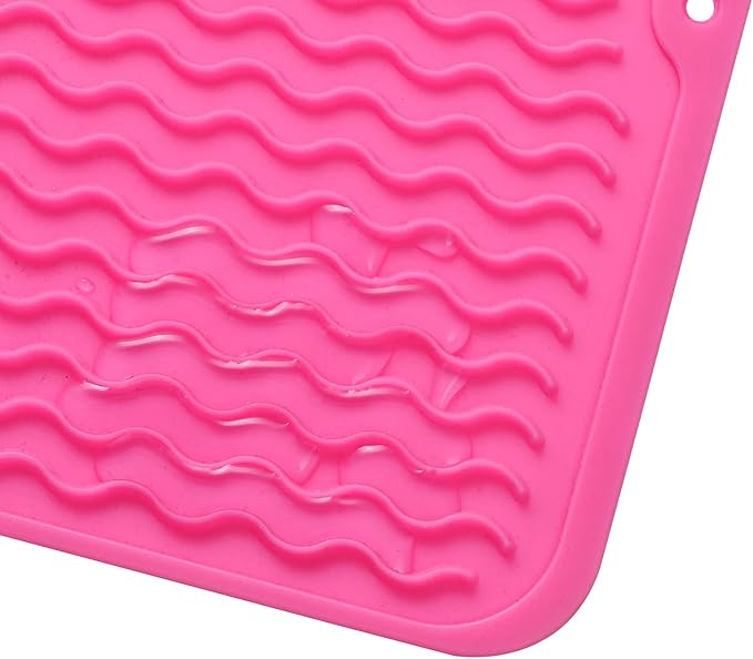 MicoYang Silicone Dish Drying Mat for Multiple Usage,Easy clean,Eco-friendly,Heat-resistant Silicone Mat for Kitchen Counter or Sink,Refrigerator or Drawer liner Rose M 12 inches x 12 inches