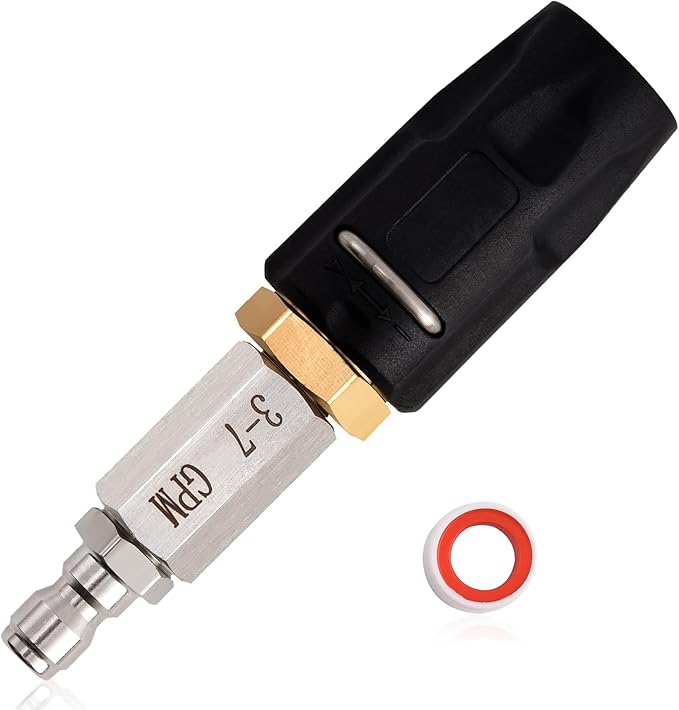 Ciunura Adjustable Downstream Soft Wash Nozzle, Shooter Tip M5 Long Range Soap Twist Chemical Nozzle with 0-60° Spray Pattern, for Pressure Washer 1700-6000 PSI, 3-7 GPM, 1/4 in Quick Connect