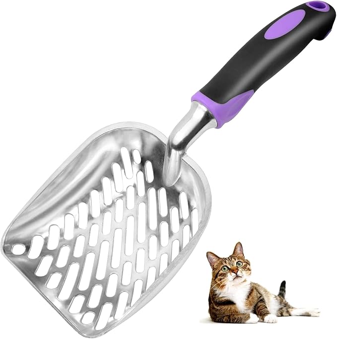 Apidgrowth Cat Litter Scoop -Metal Cat Litter Scoop-Upgrade Sturdy Mesh Scooper - Mesh Shovel-Easy to Clean - Suitable for Cat Litter Box -Purple-More