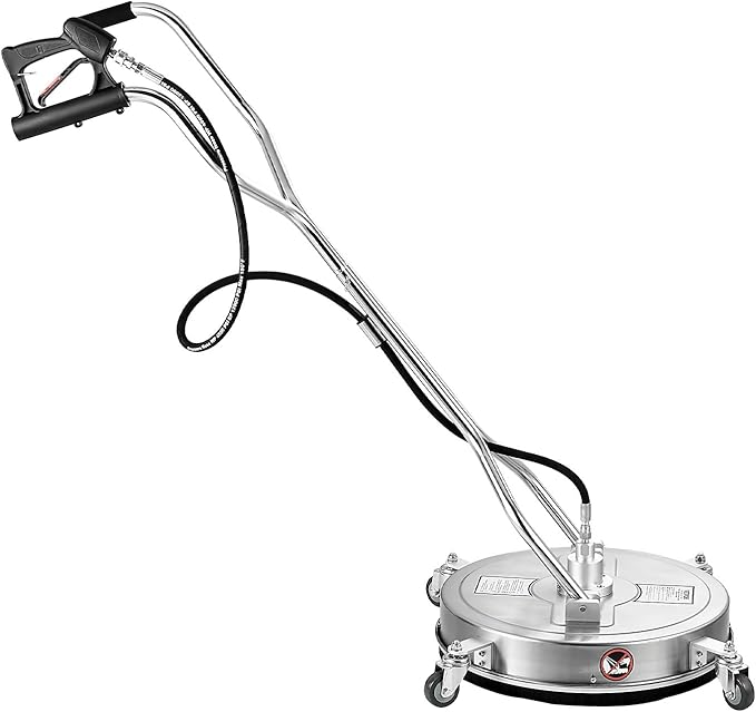 VEVOR 21" Pressure Washer Surface Cleaner, Stainless Steel Pressure Washer Attachments with 4 Wheels, 4500 Max PSI, 3/8 Quick Connector, 2 Spray Nozzles, Dual Handle, for Concrete, Patio, Sidewalk