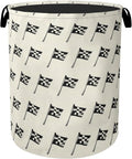 Racing Flag Foldable Canvas Laundry Basket with Handles - Toy Organizer, Heavy Duty for Home，Bedroom, Dorm, Bathroom
