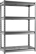Shuntong The Atlas 48" W Heavy Duty Garage Shelving Unit Load 12000 Lbs, 4-Tier Metal Shelves for Storage, Adjustable All Steel Industrial Shelf, 48" W x 24" D x 72" H, Grey