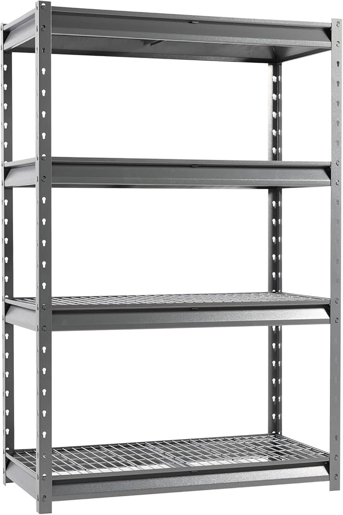 Shuntong The Atlas 48" W Heavy Duty Garage Shelving Unit Load 12000 Lbs, 4-Tier Metal Shelves for Storage, Adjustable All Steel Industrial Shelf, 48" W x 24" D x 72" H, Grey