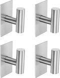 4 Pack Towel Hooks for Bathroom, Wall Hooks Self-Adhesive No-Drill Door Hanger Apply to Shower/Kitchen/Bedroom/Hanging Coat/Towel/Robe (Silver)