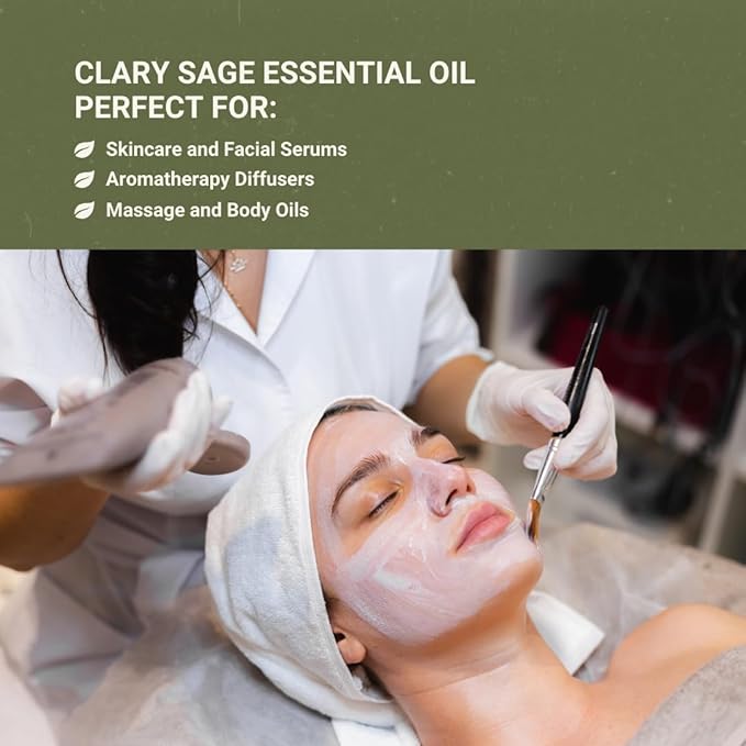 Clary Sage Essential Oil - Direct from France - Steam Distilled - Aceite de Salvia Esclarea for Aromatherapy, Massage, Diffuser, DIY Candle and Soap Making - 5ml