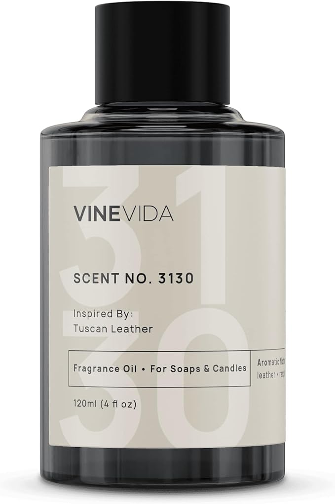 VINEVIDA Scent NO. 3130 Fragrance Oil - 120mL (4oz) - Inspired by: Tuscan Leather Fragrance Oil for Candle Making - Made in USA Candle Scents Scents for Soap Making