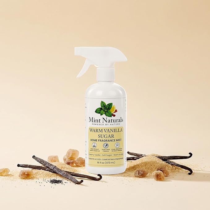 Natural Warm Vanilla Room Spray & Odor Eliminator – Cozy Vanilla Sugar Fragrance Mist That Helps Refresh Indoor Air, 16 oz – Made in USA by Mint Naturals
