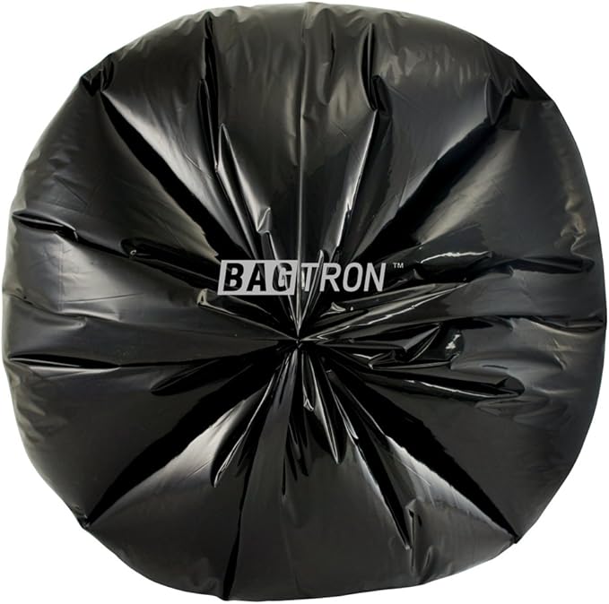 Bagtron 55-60 Gallon Trash Bags, 30 Micron Heavy Duty Pure LDPE Garbage Can Liners, 36" x 58" Large, Black, 100 Count