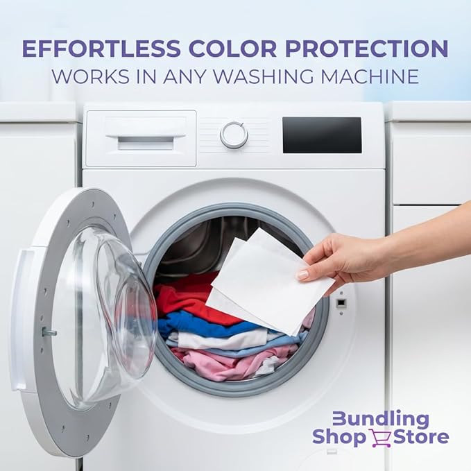Color Catchers for Laundry- Pack of 50 White Laundry Sheets, Color Absorbent Paper for Mixed Washing, Non Abrasive Fabric Care, Thin & Soft Washing Machine Accessories