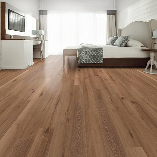 Peel and Stick Floor Tile, INMOZATA 36-Pack 54 Sq.Ft Self Adhesive Vinyl Plank Flooring Wood Grain Look 36x6 Inch Waterproof Tile Sticker for Bedroom, Living Room, Kitchen, RV (Natural Walnut)