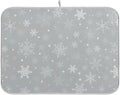 Christmas Gray Snowflake Dish Drying Mat for Kitchen Winter Snow Xmas Grey Microfiber Drying Mats Absorbent Reversible Dish Pad Large Dish Draining Mat 18x24 inch