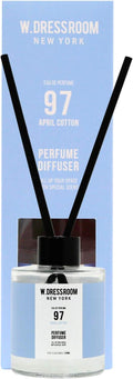 W.Dressroom April Cotton Reed Diffuser Set - Clean Linen Home Fragrance | Water-Based, Refill-Ready, Minimalist Design | 120ml Diffuser for Bathroom, Bedroom, Gift