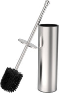 WZKALY Toilet Brush and Holder Set, Toilet Bowl Brush for Bathroom with Long Handle, Stainless Steel Toilet Cleaner Brush with Durable Scrubbing Bristles,Splash-Proof (Brushed Nickel)