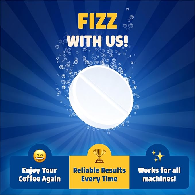 THE BIG FIZZ Coffee Maker Descaler - Easy to Use Coffee Machine Tablets Compatible with All Major Brands - Fast Acting Descaling Tablets Preserves Brew Flavor & Machine Longevity (12 Count)