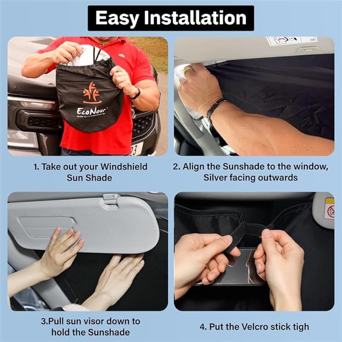 EcoNour Windshield Sunshade Compatible for Nissan Altima 2019-2026-240T Polyester Material Cars Sun Visor Reflector Blocks UV Rays - Foldable Sunshade Interior Protection Accessories