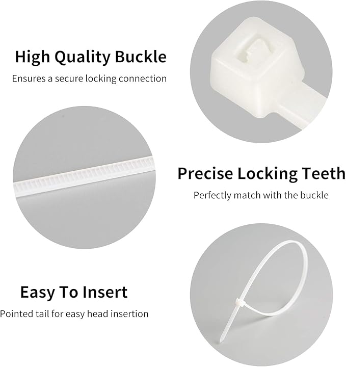 Cable Zip Ties,600 Piece Self-Locking Nylon Cable Ties,Assorted Sizes 4+6+8+10+12-Inch,Multi-Purpose Wire Management Plastic Ties,Perfect for Home,Garden,Office,Travel and Workshop.White